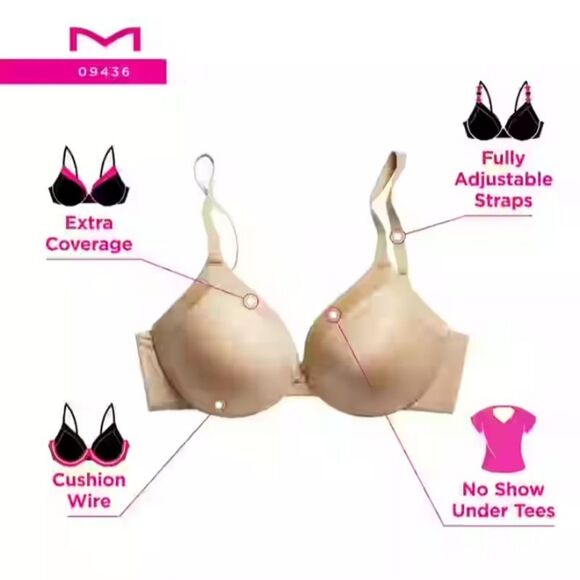 Maidenform 38c New nude color bra Underwire Tshirt Style Tan Womens - Picture 1 of 10